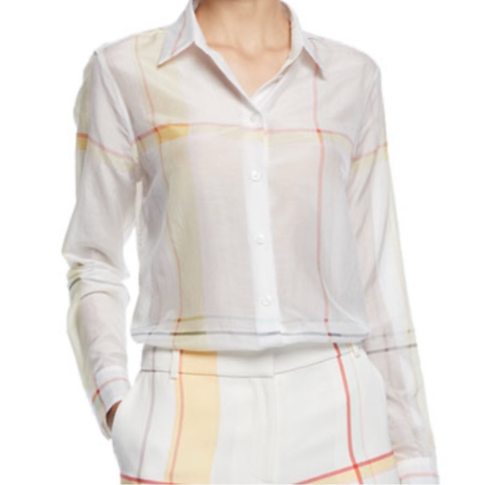 Equipment Femme Plaid Silk Blend Top Size S